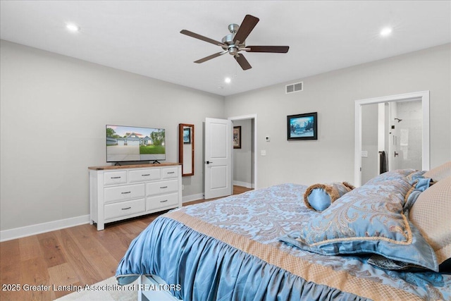 6619 Windford Ln, Grand Ledge, MI 48837 - bedroom with light wood-style flooring, recessed lighting, baseboards, and a ceiling fan