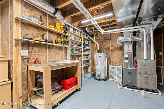 6619 Windford Ln, Grand Ledge, MI 48837 - unfinished basement featuring water heater and heating unit