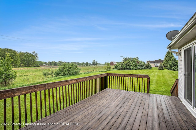 3037 Hawley Rd, Leslie, MI 49251 - wooden deck with a lawn and a rural view