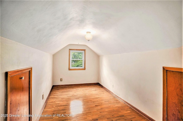 710 Gainsborough Dr, East Lansing, MI 48823 - additional living space featuring lofted ceiling, light wood-style floors, and baseboards