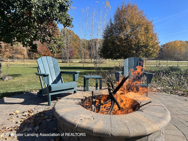 4740 Round Lake Rd, Laingsburg, MI 48848 - view of patio / terrace with an outdoor fire pit