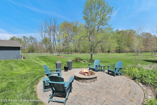 4740 Round Lake Rd, Laingsburg, MI 48848 - view of patio / terrace featuring a fire pit