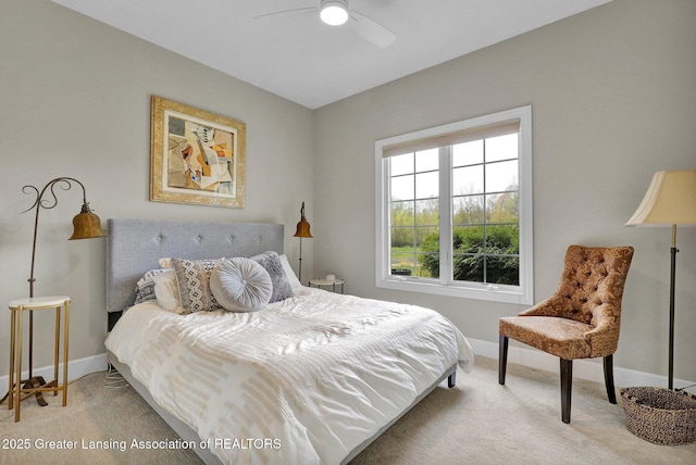 4740 Round Lake Rd, Laingsburg, MI 48848 - carpeted bedroom with baseboards and ceiling fan