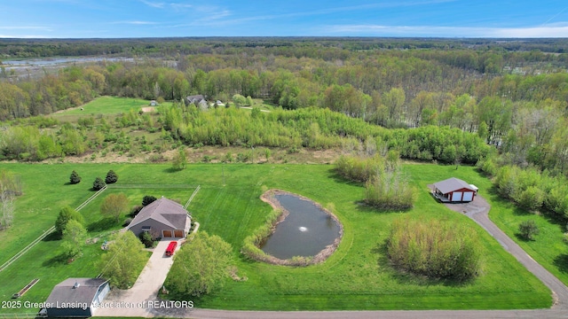 4740 Round Lake Rd, Laingsburg, MI 48848 - bird's eye view of a nearby body of water and a forest