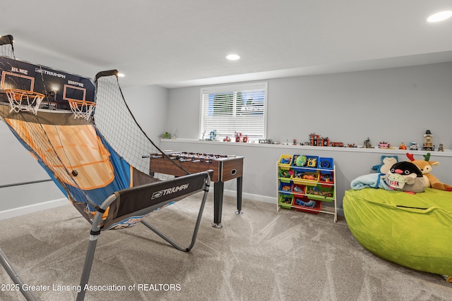 1600 Tuttle Rd, Mason, MI 48854 - game room featuring carpet, baseboards, and recessed lighting