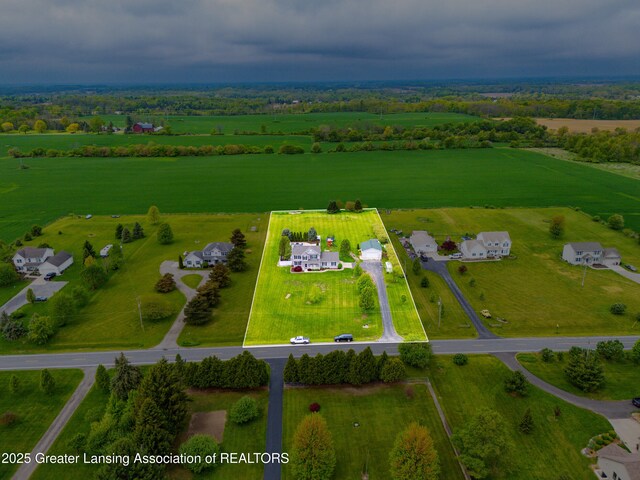 1600 Tuttle Rd, Mason, MI 48854 - aerial view of sparsely populated area with property boundaries highlighted and agricultural land
