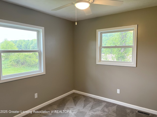 4684 Sherman Rd, Charlotte, MI 48813 - spare room with plenty of natural light, ceiling fan, baseboards, and carpet