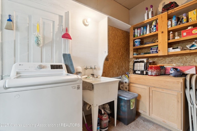 6275 E Clark Rd, Bath, MI 48808 - laundry room featuring washer / clothes dryer and cabinet space
