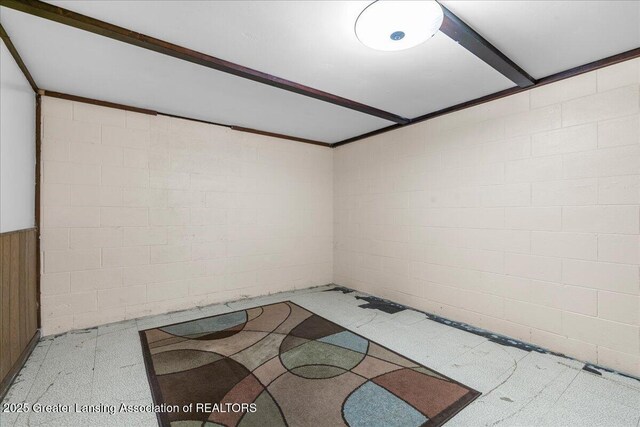 14921 Karl Dr, Lansing, MI 48906 - empty room with concrete block wall