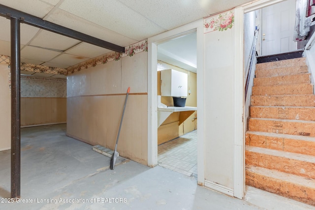 4316 Dumfries Cir, Lansing, MI 48911 - basement with stairs and a paneled ceiling