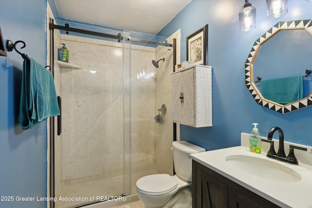 7050 E Eaton Hwy, Sunfield, MI 48890 - full bath featuring toilet, vanity, and a shower stall