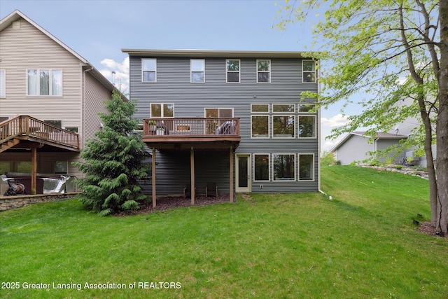 16851 Meadowbrook Dr, Haslett, MI 48840 - rear view of property with a lawn and a deck