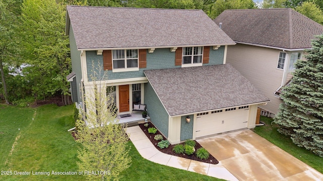 16851 Meadowbrook Dr, Haslett, MI 48840 - view of front of property with roof with shingles, a front yard, and concrete driveway