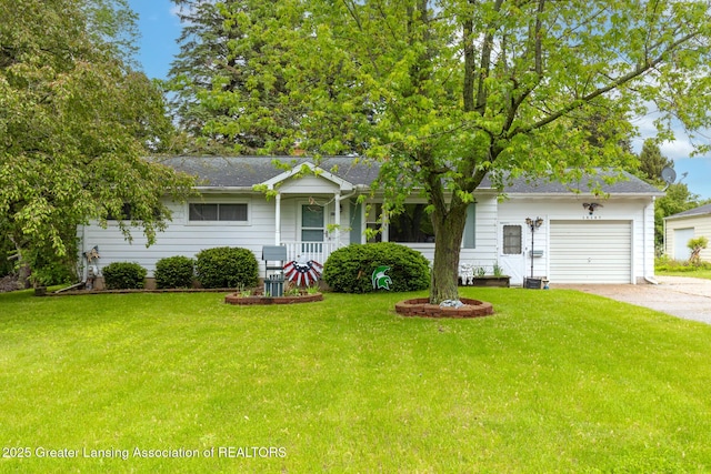 15157 Chetwyn Dr, Lansing, MI 48906 - single story home featuring driveway, a front lawn, an attached garage, and roof with shingles
