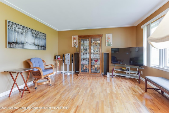 15157 Chetwyn Dr, Lansing, MI 48906 - sitting room featuring wood finished floors, plenty of natural light, crown molding, and baseboards