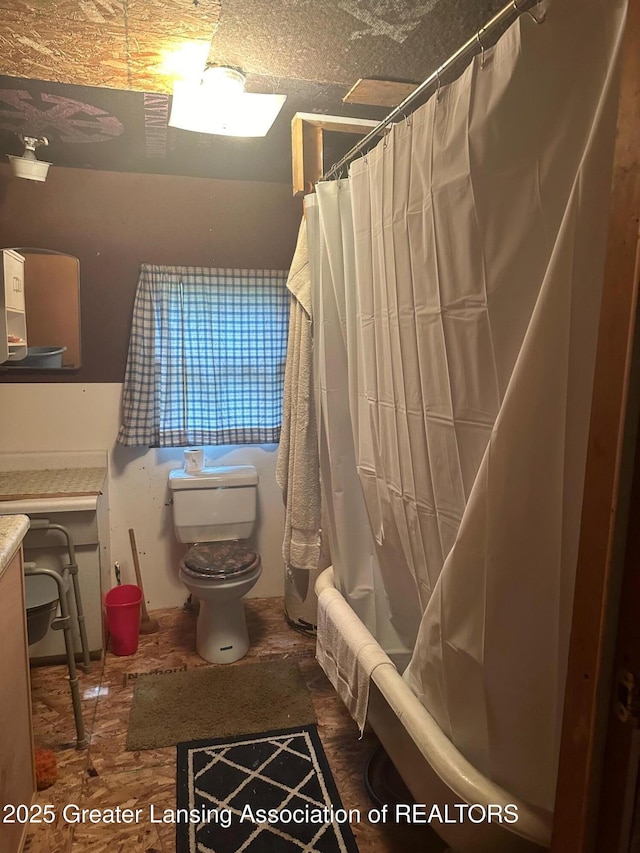 1364 James St, Harrison, MI 48625 - full bathroom with toilet and shower / bath combination with curtain