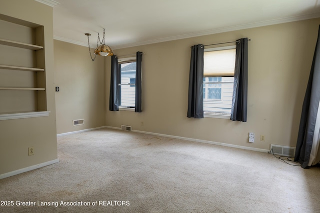 1720 Quentin Ave, Lansing, MI 48910 - carpeted spare room featuring crown molding, built in features, and baseboards