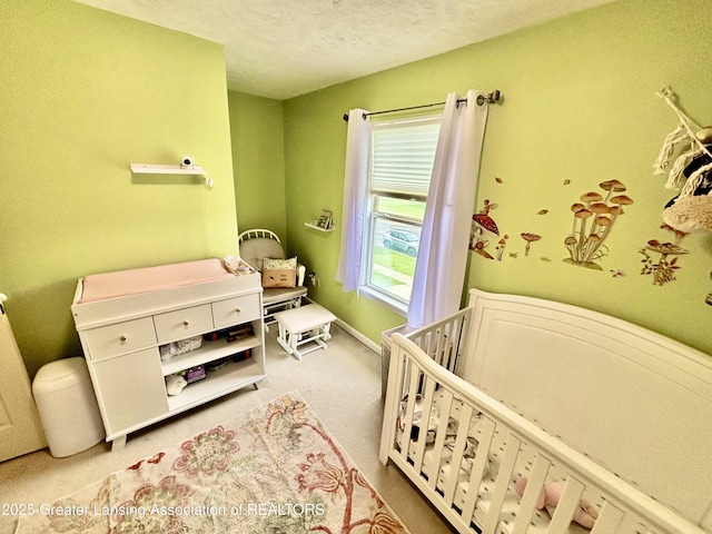405 N Iris Ln, Laingsburg, MI 48848 - carpeted bedroom featuring a textured ceiling