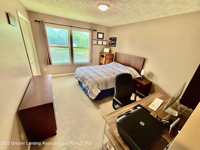 405 N Iris Ln, Laingsburg, MI 48848 - bedroom with carpet flooring, a textured ceiling, baseboards, and a desk