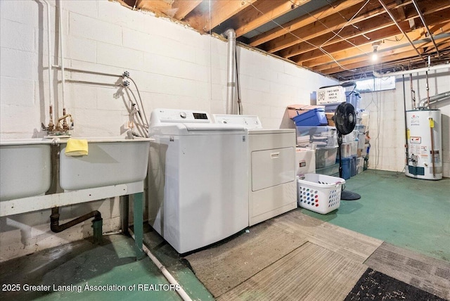 420 John R St, East Lansing, MI 48823 - laundry area featuring separate washer and dryer and water heater