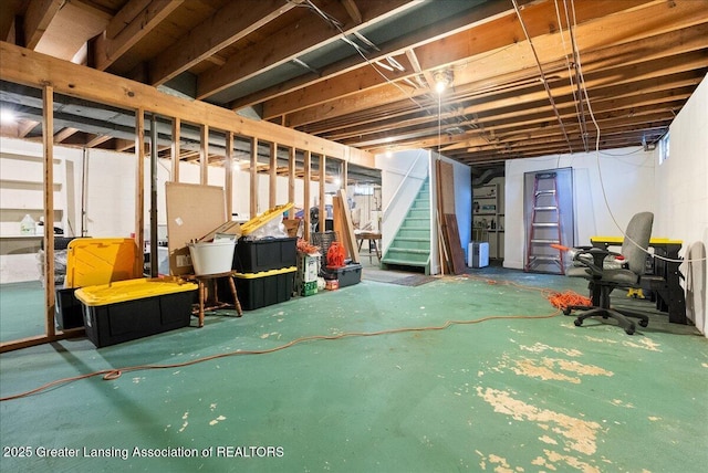 420 John R St, East Lansing, MI 48823 - unfinished basement with stairs