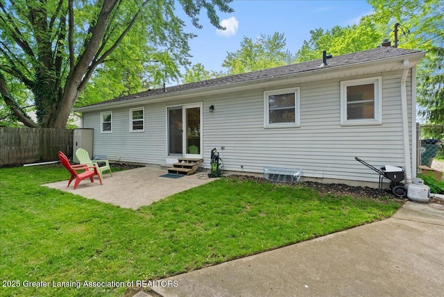 420 John R St, East Lansing, MI 48823 - rear view of property with entry steps and a patio area