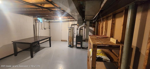 6622 Aurelius Rd, Lansing, MI 48911 - unfinished below grade area with gas water heater and heating unit