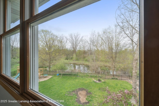 549 Riverwalk Dr, Mason, MI 48854 - view of yard with a water view