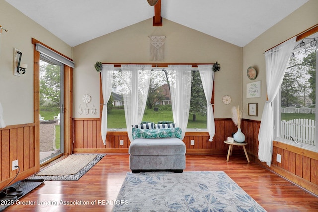 722 Fieldview Dr, Grand Ledge, MI 48837 - sitting room with wood finished floors, a wainscoted wall, and wood walls