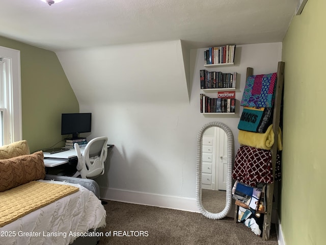 575 Brookland Blvd, Lansing, MI 48910 - carpeted bedroom featuring baseboards and lofted ceiling