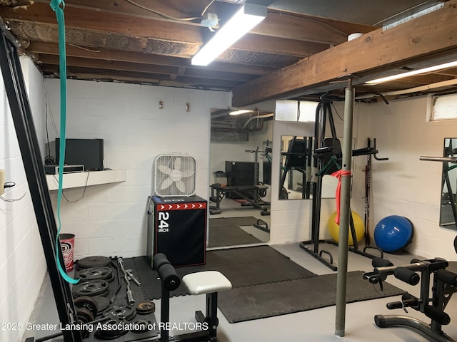 575 Brookland Blvd, Lansing, MI 48910 - exercise room featuring concrete block wall