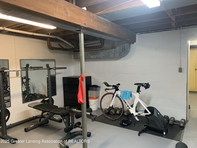 575 Brookland Blvd, Lansing, MI 48910 - workout room with concrete block wall