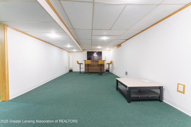2305 Post Oak Ln, Lansing, MI 48912 - finished basement with carpet floors, bar area, and baseboards