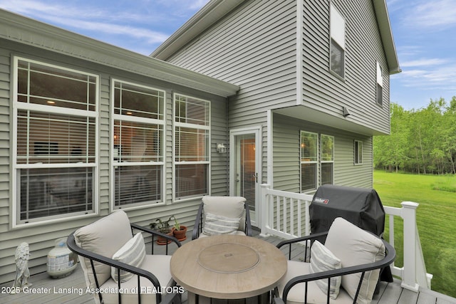 4269 Tamarack St, Holt, MI 48842 - deck featuring a lawn and a grill