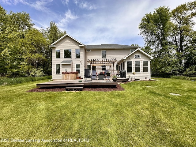 11195 W Herbison Rd, Eagle, MI 48822 - rear view of house with a pergola, a deck, and a yard