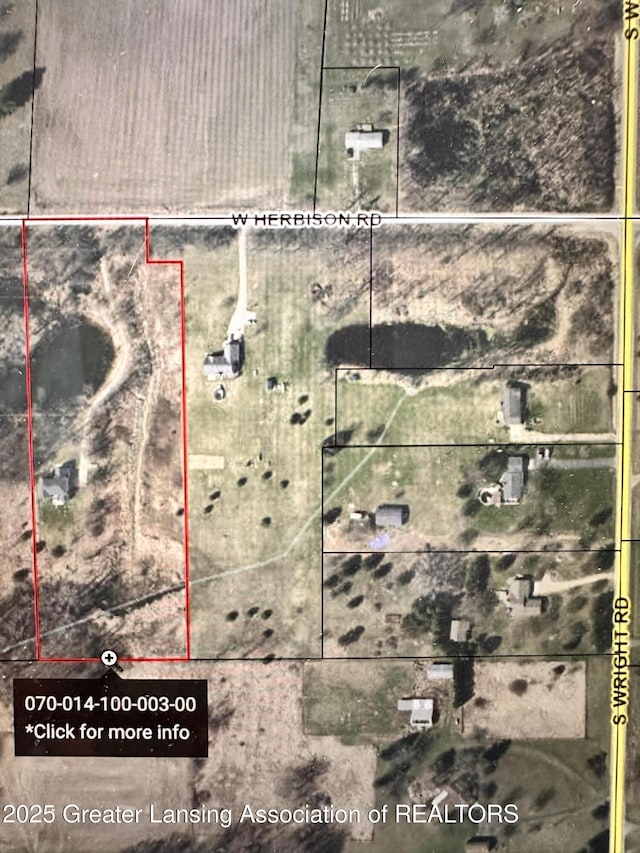 11195 W Herbison Rd, Eagle, MI 48822 - map of property location with property boundaries highlighted