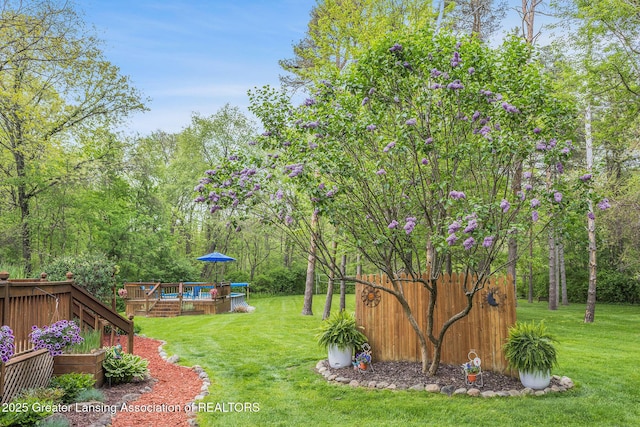 8450 Pineview Lake Dr, Linden, MI 48451 - view of green lawn featuring a deck