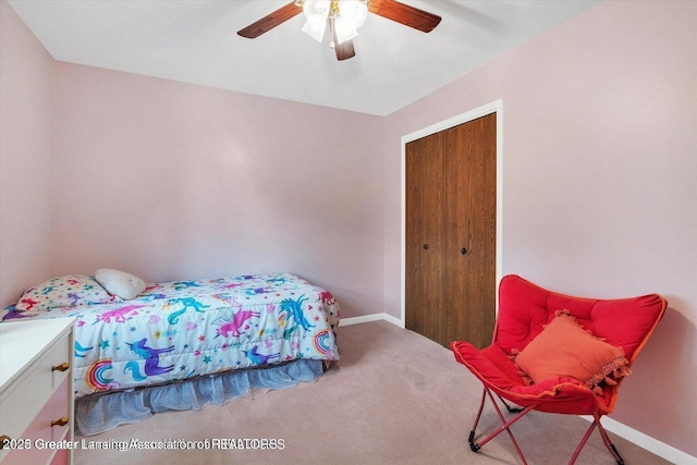 524 Dutch Hill Dr, Lansing, MI 48917 - bedroom featuring carpet, baseboards, and ceiling fan