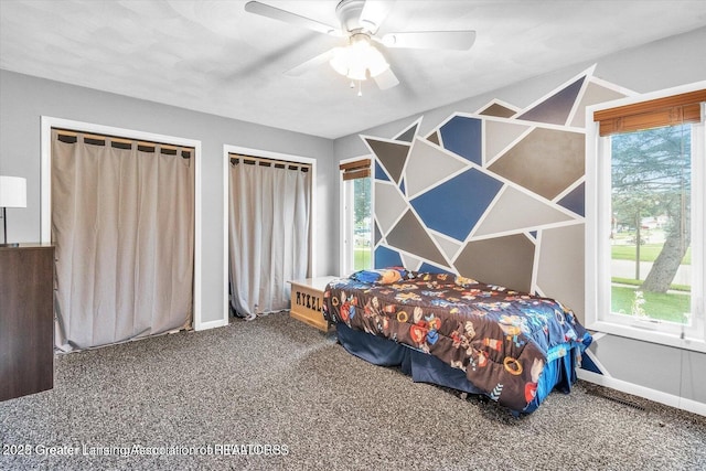 524 Dutch Hill Dr, Lansing, MI 48917 - bedroom featuring carpet, baseboards, and ceiling fan