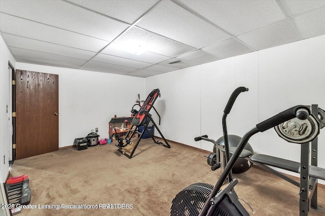 524 Dutch Hill Dr, Lansing, MI 48917 - workout room with carpet flooring and a drop ceiling