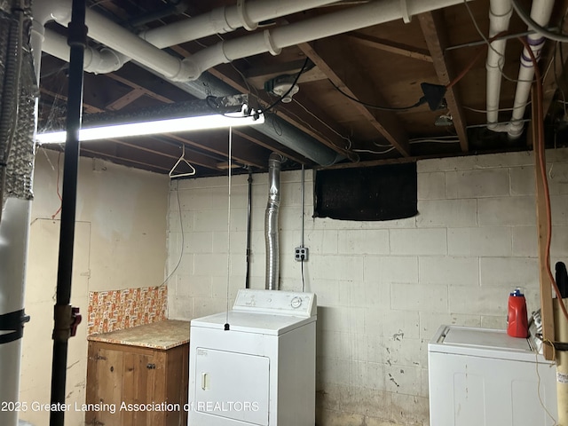 657 Spartan Ave, East Lansing, MI 48823 - unfinished below grade area featuring washer / dryer
