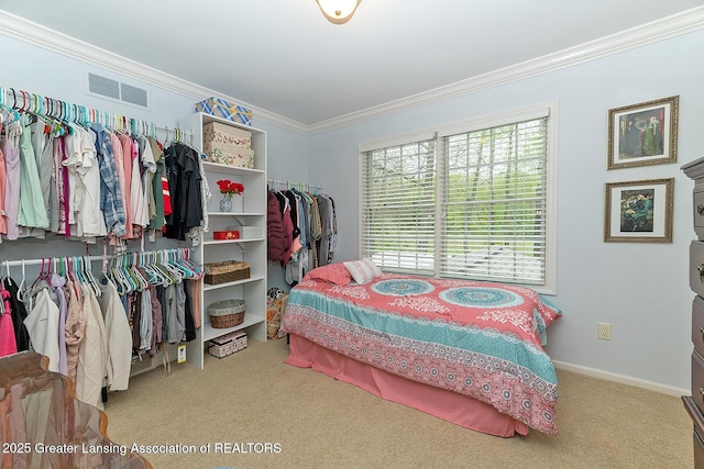 4767 Mohican Ln, Okemos, MI 48864 - carpeted bedroom featuring ornamental molding and baseboards