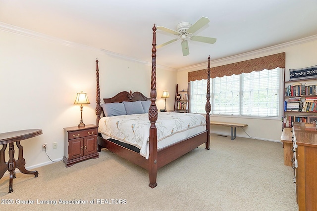 4767 Mohican Ln, Okemos, MI 48864 - bedroom featuring ornamental molding, light colored carpet, and baseboards