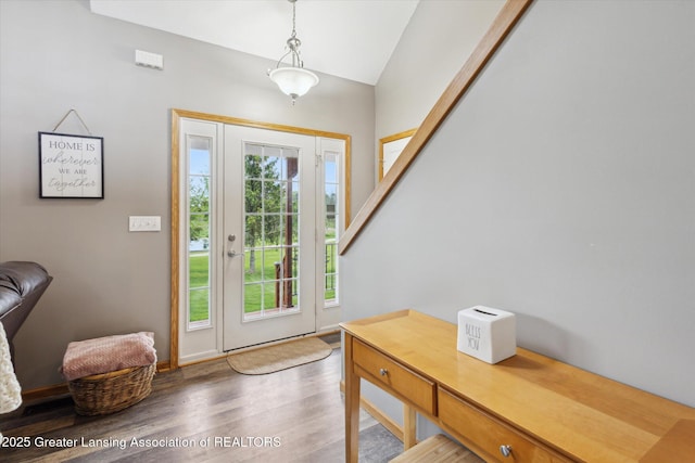 2424 S Canfield Rd, Eaton Rapids, MI 48827 - entrance foyer with wood finished floors and lofted ceiling