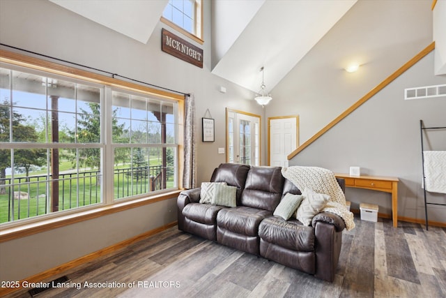 2424 S Canfield Rd, Eaton Rapids, MI 48827 - living area with wood finished floors and a high ceiling