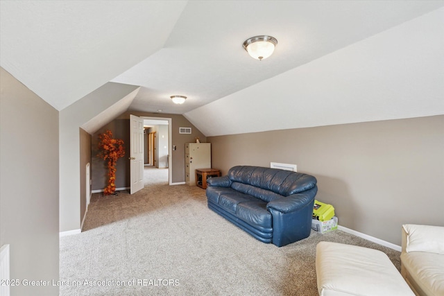 2424 S Canfield Rd, Eaton Rapids, MI 48827 - living area featuring carpet and lofted ceiling