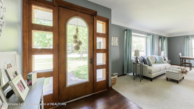 415 W Lawrence Ave, Charlotte, MI 48813 - foyer with dark wood-style floors and baseboards