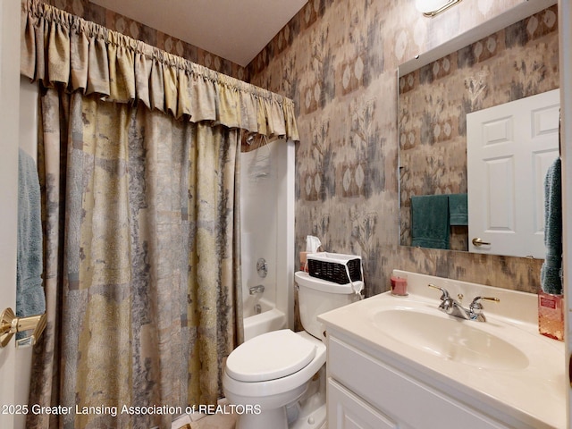 5167 Sapphire Cir, East Lansing, MI 48823 - full bath with vanity, toilet, and shower / bathtub combination with curtain