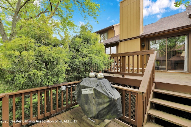 1615 Willow Creek Dr, Lansing, MI 48917 - wooden deck featuring a grill