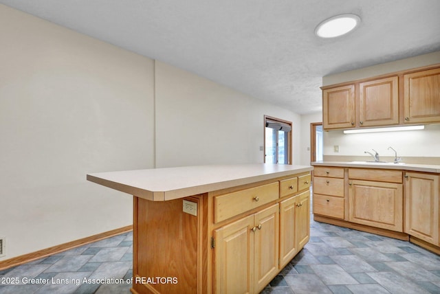 345 Linn Rd, Williamston, MI 48895 - kitchen featuring light brown cabinetry, light countertops, and stone finish flooring
